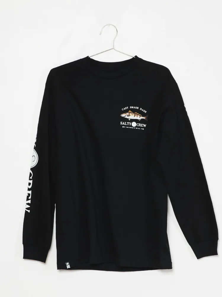 MENS GREY GHOST LONG SLEEVE T-SHIRT - BLACK CLEARANCE