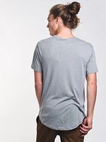 MENS LONG SHORT SLEEVE HENLEY T - GREY CLEARANCE