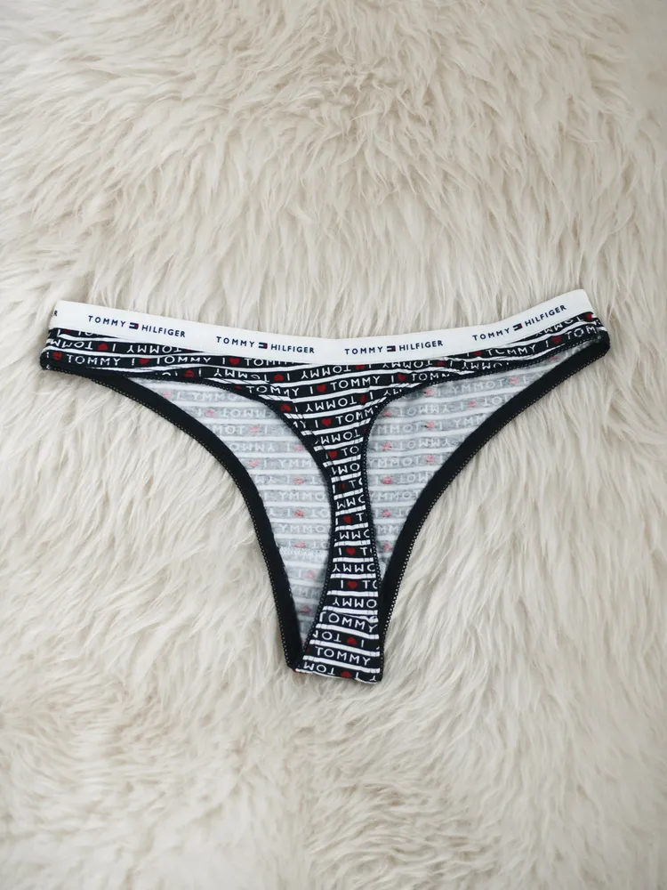 WOMENS LOGO BAND THONG - NAVY - CLEARANCE