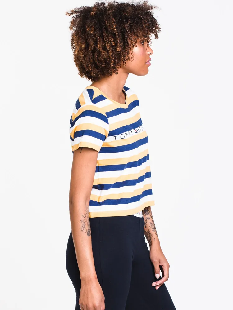 WOMENS STR SHORT SLEEVE CROP SLEEP TEE - BLUE CLEARANCE