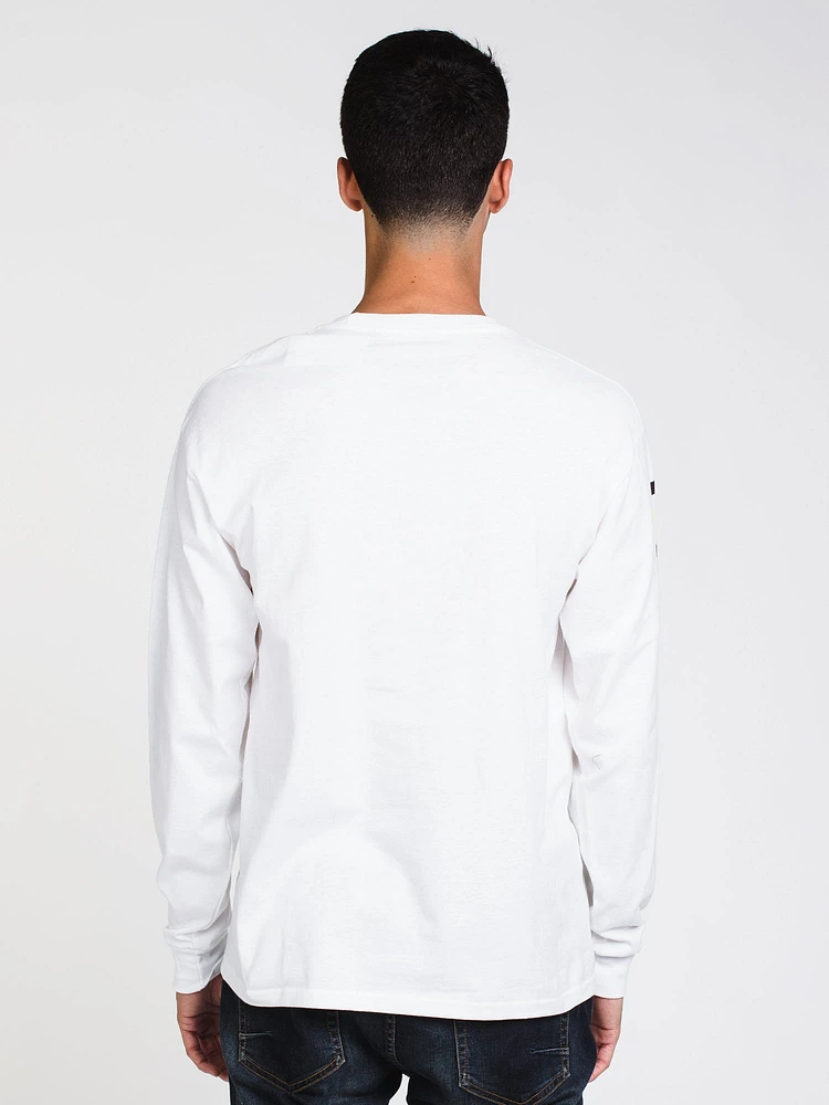 MENS CL MULTI CHECKER LONG SLEEVE T-SHIRT- WHITE - CLEARANCE