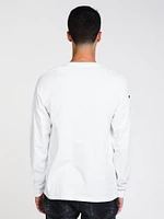 MENS CL MULTI CHECKER LONG SLEEVE T-SHIRT- WHITE - CLEARANCE