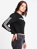 WOMENS FUNNIER TIMES LONG SLEEVE CROP TEE - CLEARANCE