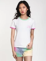 WOMENS RALLY BELL SHORT SLEEVE TEE - WHT/GRN CLEARANCE