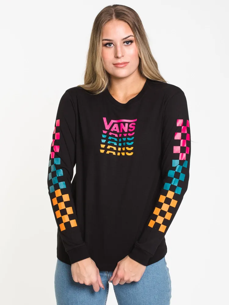 WOMENS WORD CHECK L/S TEE - BLACK CLEARANCE