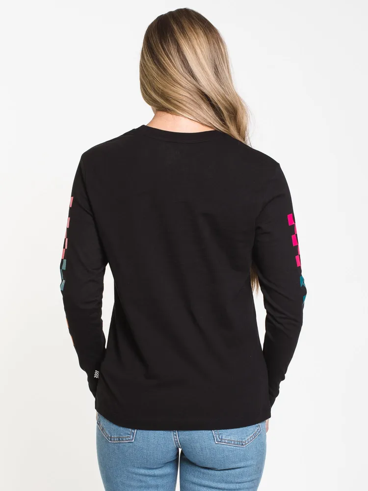 WOMENS WORD CHECK L/S TEE - BLACK CLEARANCE