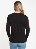 WOMENS WORD CHECK L/S TEE - BLACK CLEARANCE