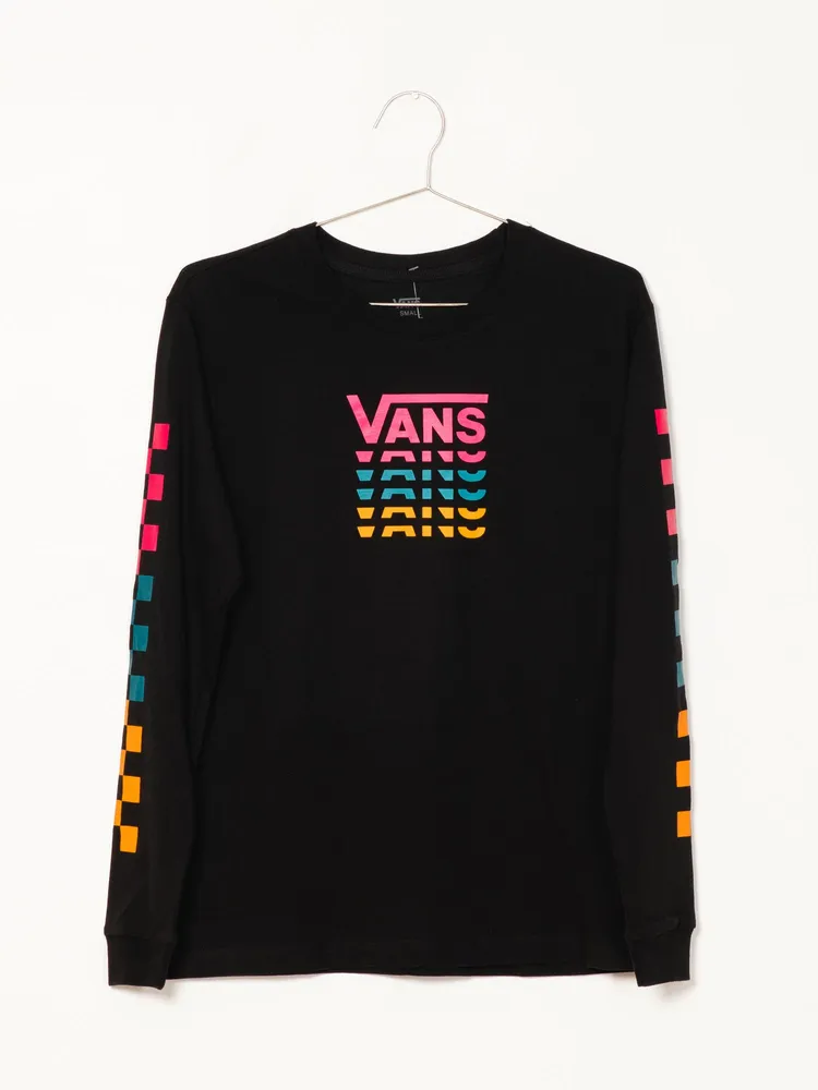 WOMENS WORD CHECK L/S TEE - BLACK CLEARANCE