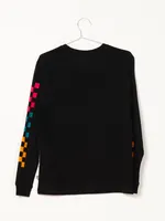 WOMENS WORD CHECK L/S TEE - BLACK CLEARANCE