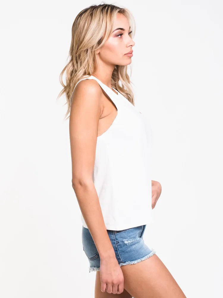 WOMENS THROW SHADE TANK - WHITE CLEARANCE