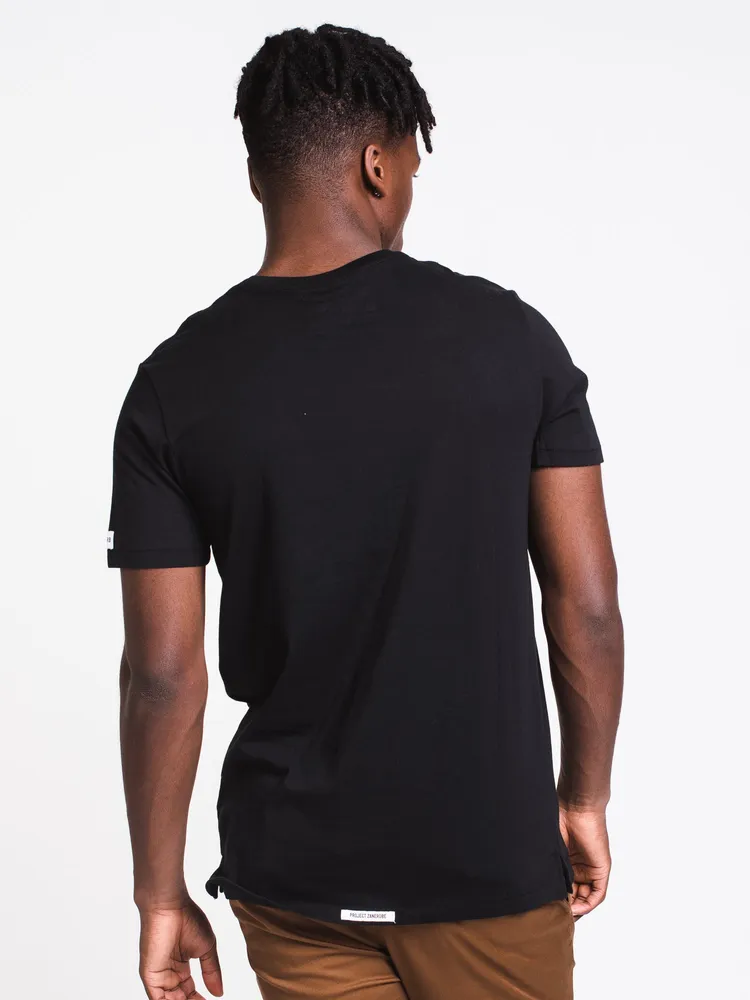 MENS LONGLINE SHORT SLEEVE T-SHIRT- BLACK - CLEARANCE