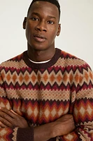 Argyle Fair Isle Crew Neck Sweater