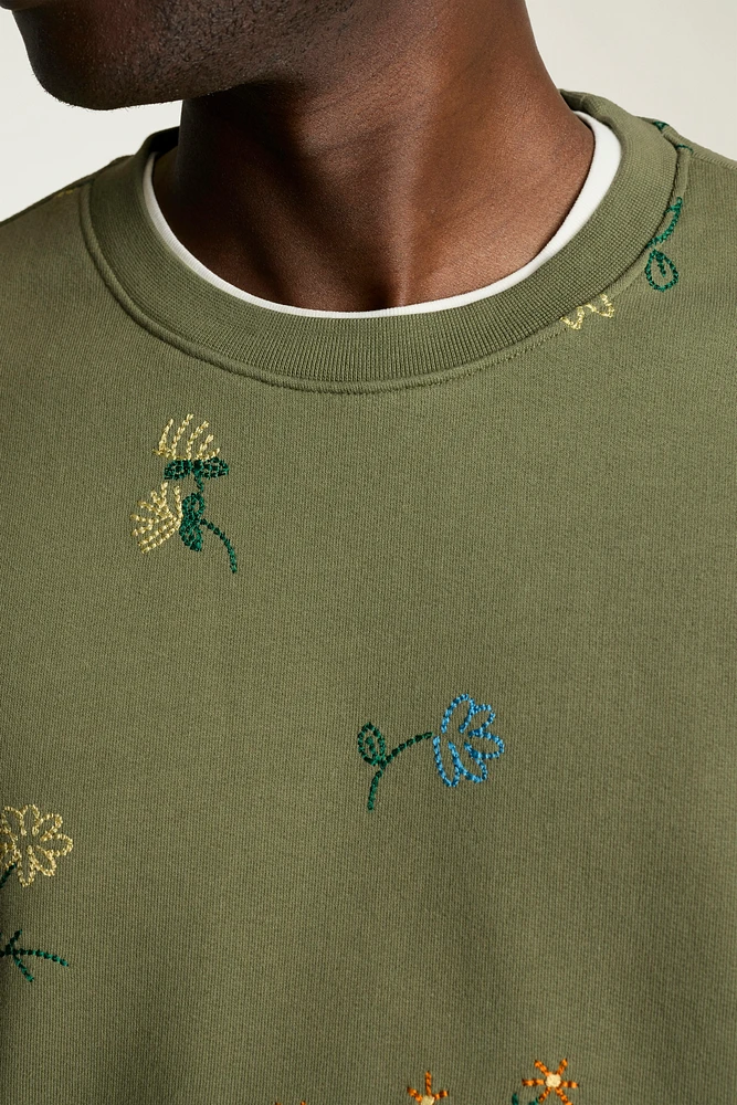 Embroidered French Terry Crew