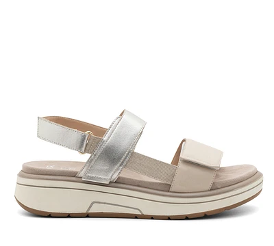 Ara La Mesa Off White, Sand & Platinum Nappa Leather Metallic Sandal