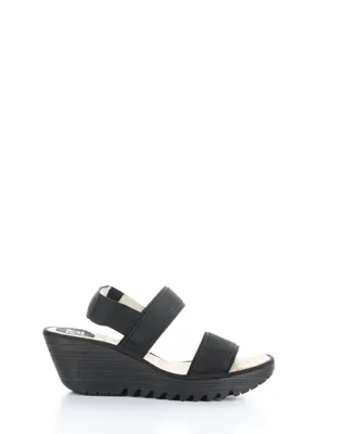 Fly London Yaco Black Leather Sandal