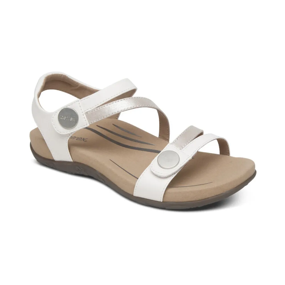 Aetrex Jess QTR Strap White Sandal