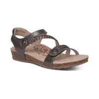 Aetrex Jillian Q Strap Braid Gunmetal Sandal