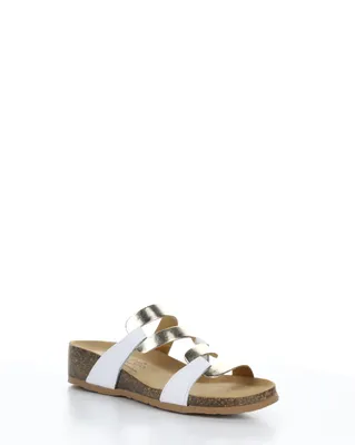 Bos and Co Luzzi White/Platinum Leather Sandal