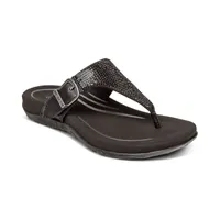 Aetrex Ray Adjustable Thong Black Sandal