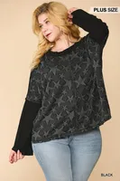 blouse GG star textured terry blk  PLUS pr 7071