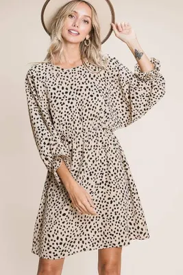Dress A 42020 Taupe leopard PLUS SIZES