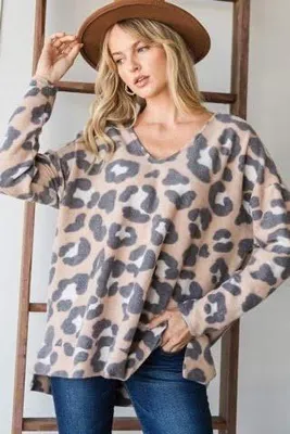 Blouse A 3118 Grey/Taupe Plus leopard