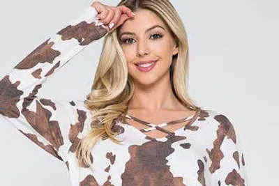 Blouse A 3710 brown cow long sleeve PLUS