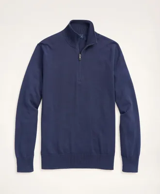 Suéter de Algodón Supima® Medio Cierre Azul Marino