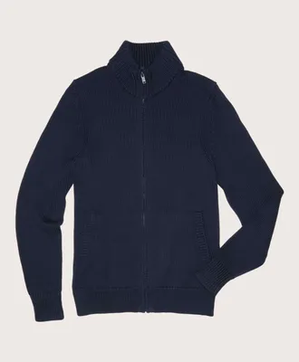 Suéter de Algodón Supima® con Cierre Completo Azul Marino