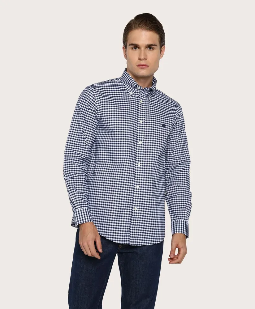 Camisa Sport Non Iron de Algodón Azul Marino