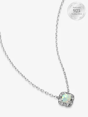 Round Opal Bloom Halo Necklace