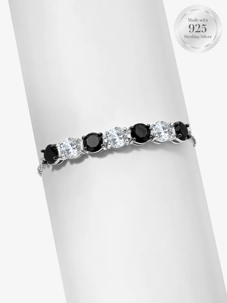 Charmed Aroma Round Black & White Line Bracelet