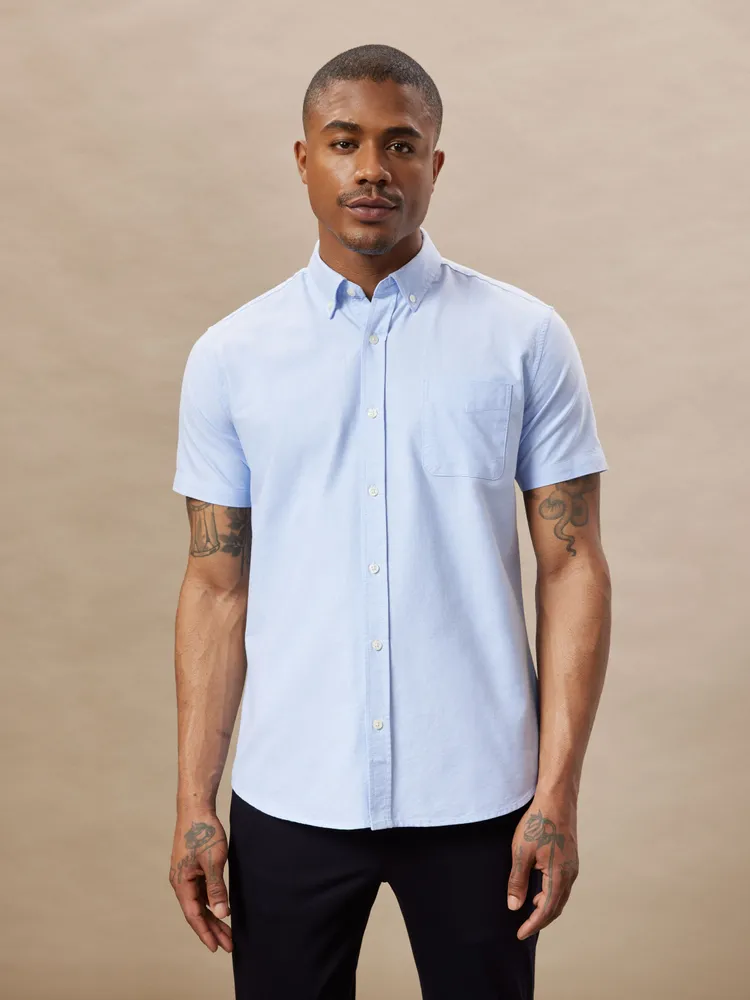 The Short-Sleeved Jasper Oxford Shirt Light Blue
