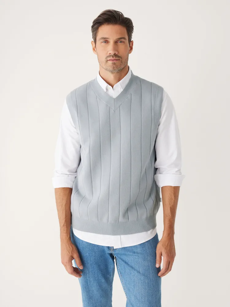 The V-Neck Sweater Vest Grey Cloud