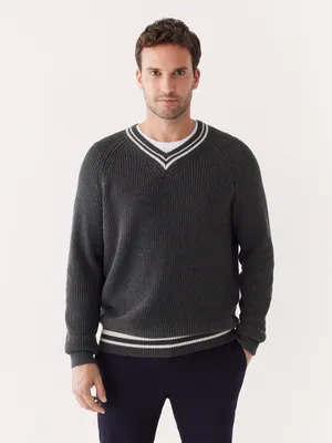 The Ribbed V Neck Sweater Shadow Black