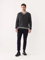 The Ribbed V Neck Sweater Shadow Black