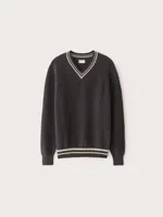 The Ribbed V Neck Sweater Shadow Black