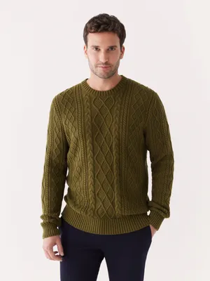 The Organic Cotton Cable Sweater Dark Olive