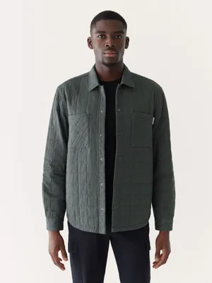 The Quilted Overshirt Teal Grey