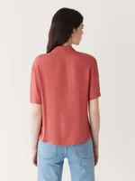 The Fluid Camp Collar Blouse Hibiscus Red