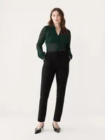 The Textured Sheer Blouse Forest Green