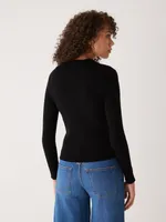 The Merino Johnny Collar Sweater Black