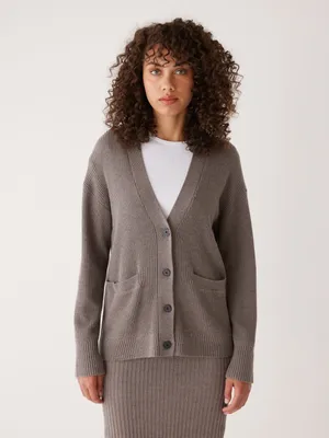 The Merino Cardigan Sweater Beige Grey