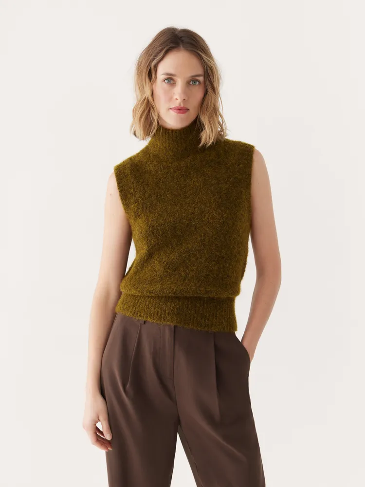 The Boucle Knit Sweater Vest Khaki Green