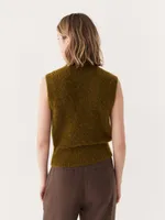 The Boucle Knit Sweater Vest Khaki Green