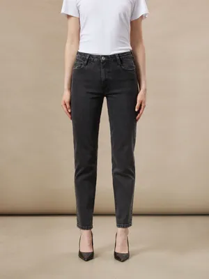 The Cyndi Straight Fit High Rise Jean Washed Black