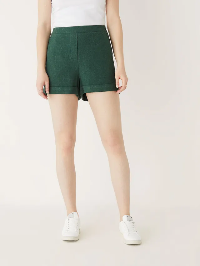 SaleFrank and Oak Linen-Tencel High Waisted Shorts in Blue at