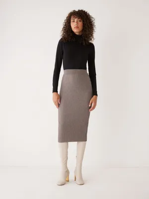 The Merino Sweater Skirt Beige Grey