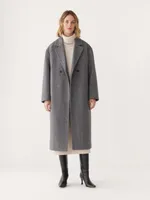 The Herringbone Recycled Wool Coat Black