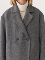 The Herringbone Recycled Wool Coat Black